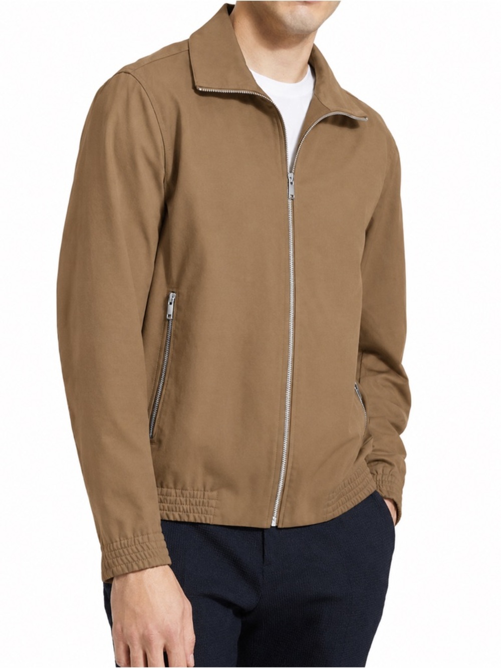 THEORY Classon Compact Ponte Knit Camel Bomber Travel Jacket \\ XL